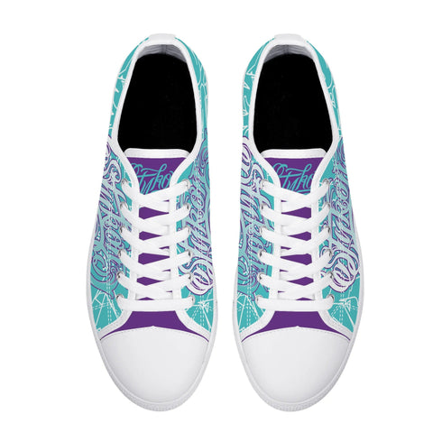 Axikronz 8T7 Canvas Low Top – Turquoise Mix Script | Hip - Hop Streetwear Shoes - Stykonz Graffiti Streetwear